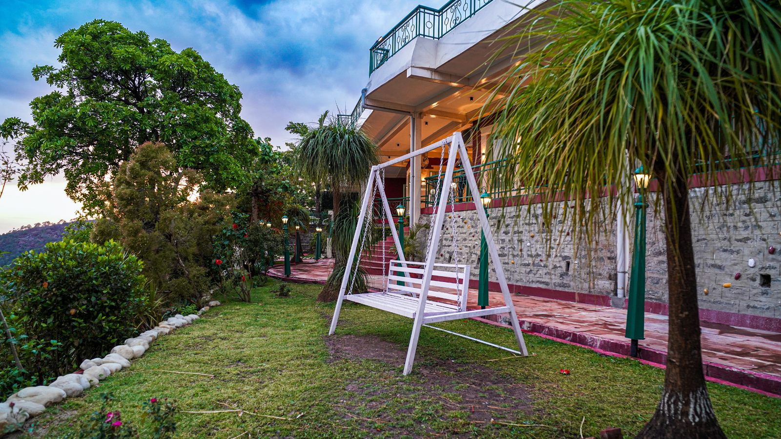 Mountain Trail Cottage private balcony view 2 — The Sirmour Retreat Nahan